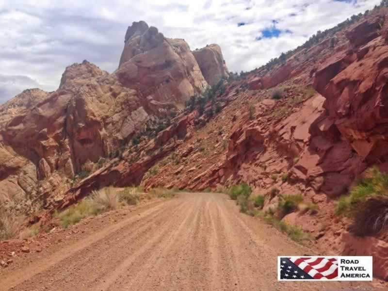 Driving the steep switchbacks down the Burr Trail in Utah ... all hands on the wheel!